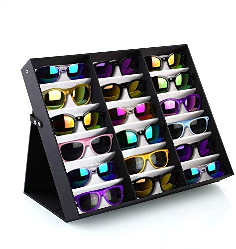 Skybook Brillenbox für 18 Brillen Aufbewahrungsbox und Ständer für Haus und Geschäft Organizer für Brillen Sonnenbrillen und Lesebrillen 47,5 x 37,5 x 6cm (Schwarz-Weisse) von Skybook