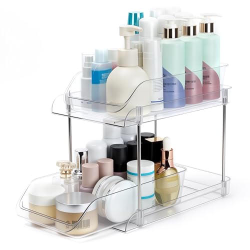 2-stöckiges Spülgeschirr-Regal mit Schublade – Klares Küchen-Organizer für Geschirr, Besteck & Tassen – Platzsparend, stapelbar, wasserabweisend – Ideal für Spüle, Arbeitsplatte & Schrank von Skycase