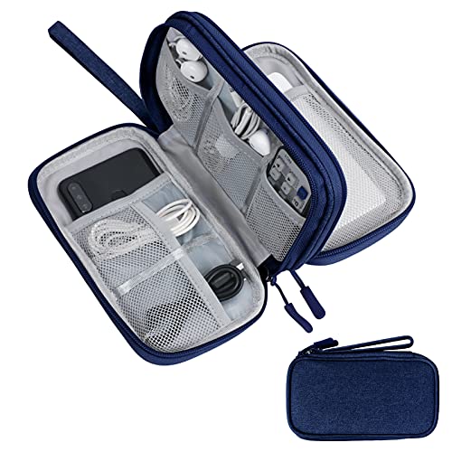 Skycase Kabeltasche,Elektronische Tasche,Elektronikzubehör Organizer,Tragbare Kabelorganizer,Doppelte Kabel Tasche für Elektronische Accessoires USB Powerbank SD-Karte Ladekabel,7.5"x4.3"x2.2",Blau von Skycase