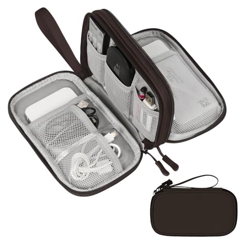 Skycase kabeltasche,reise gadgets,kabel organizer tasche, kabeltasche organizer, kabel organizer tasche klein für Elektronische Accessoires USB Power bank Ladekabel, 19 x 11 x 5.5 cm (Braun) von Skycase