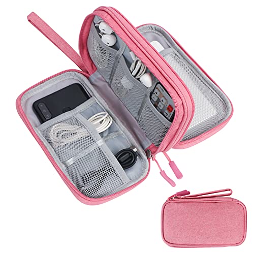 Skycase kabeltasche organizer,kabel organizer tasche,kabeltasche organizer klein,Tragbare Kabelorganizer,Doppelte Kabel Tasche für Elektronische Accessoires USB Powerbank SD-Karte Ladekabel,Rosa von Skycase