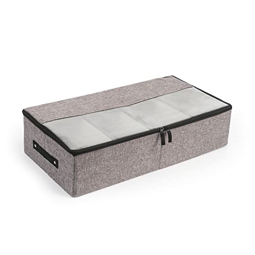 Skycase unterbettkommode,Unterbett aufbewahrungstasche,Aufbewahrungsbehälter mit Griff,Unter Bett Kleideraufbewahrung Organiser,58x30.5x14 cm,Halb Sichtfenster(Dunkelgrau) von Skycase