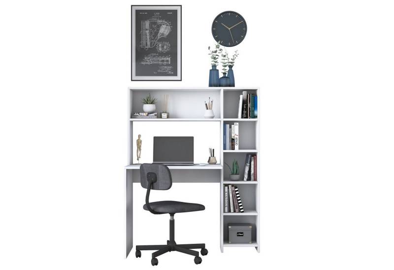 Skye Decor Arbeitstisch >>Study-Station<< (1-St., 1-tlg.Arbeitsbereich), Schreibtisch mit Regal & viel Stauraum,Platzsparende 2-in-1 Lösung von Skye Decor