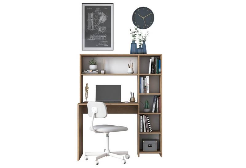 Skye Decor Arbeitstisch >>Study-Station<< (1-St., 1-tlg.Arbeitsbereich), Schreibtisch mit Regal & viel Stauraum,Platzsparende 2-in-1 Lösung von Skye Decor