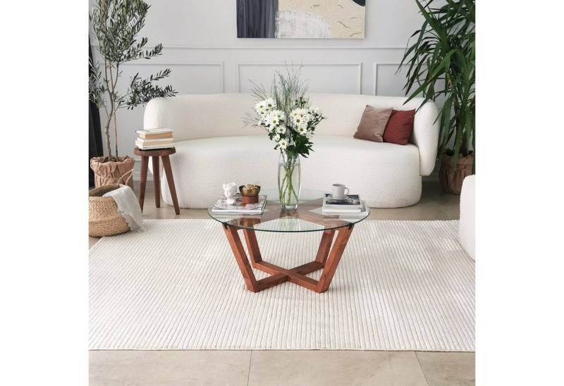 Skye Decor Couchtisch LotusVCT, Hölzern, 35x75x75 cm, 100% getempertes Glas von Skye Decor