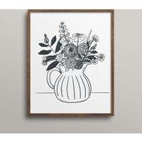 Baud Vase Mit Blumenstrauß - Floraler Giclée Fine Art Print/Kleine Wandkunst Blumenkunst Archivpapierdruck Bauernhaus Modern von SkyeMcNeillStudio