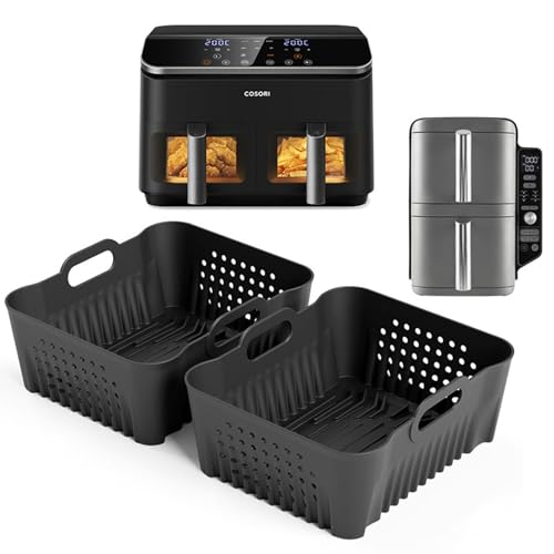 Silikonform Air Fryer für Cosori Air Fryer 10 l Twinfry, flach, Silikon, für Airfryer Cosori 10 l und Ninja AF500EU 10,4 l (Form 2 Stück) von Skyearman
