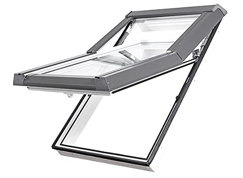 Skylight Premium Dachfenster mit Dauerlüftung PVC 55 x 98 mit Eindeckrahmen von Skyfens