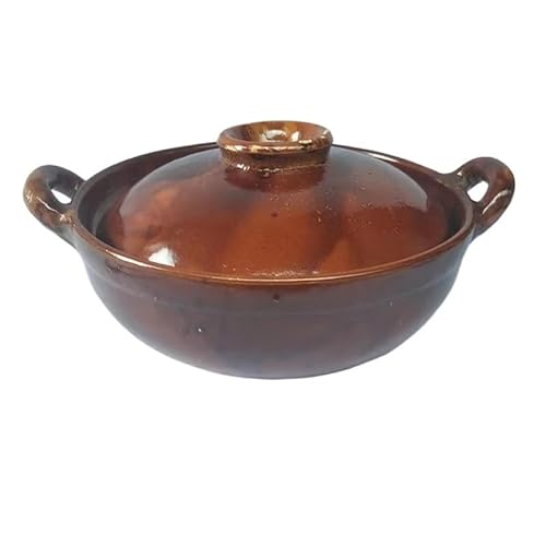 Schmortopf 1 l,9, irdener Kochtopf, Suppen-Reisbrei-Topf, Ton-Eintopfpfanne(1L) von SkyjOy