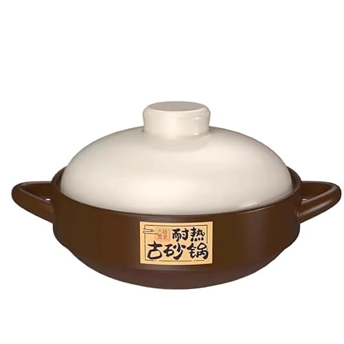 Schmortopf Auflaufform Herd Keramik Kochgeschirr 4L Crock Pot Küchentöpfe for Kochen Hitzebeständig Home Tontopf for Eintopftopf(4L) von SkyjOy