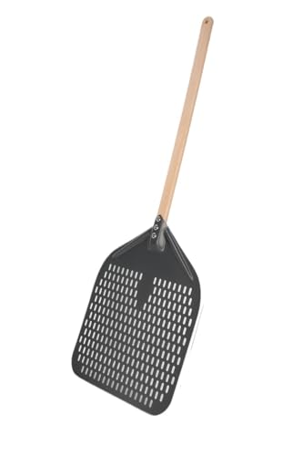 SkyjOy Pizzaschaufel 12/13/14 Zoll Pizzaschaufel, perforierte, mit Holzgriff, Harte Beschichtung oder eloxierte Kurze(12 inch Hard Coating) von SkyjOy