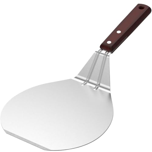 SkyjOy Pizzaschaufel 6,5/10/12 Zoll Pizzaschaufel, antihaftbeschichteter Pizzaschieber aus Metall mit Holzgriff, Kuchenheber, Transferfach for selbstgemachten Backen von Pizza und Brot(6.5 inch) von SkyjOy