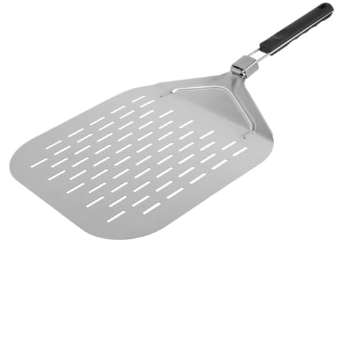 SkyjOy Pizzaschaufel Perforierte Pizzaschaufel, Pizzaspatel aus Edelstahl mit klappbarem Griff, rostfreier Pizzaschaufel-Paddel, antihaftbeschichtete Pizzawendeschaufel(A) von SkyjOy