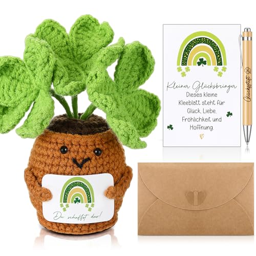 Skylety Kleeblatt Geschenk Set Gestrickte Vierblättriges Kleeblatt Puppe mit Glücksstift Umarmung Pocket Hug Glücksbringer Wichtelgeschenk Abschiedsgeschenk für Kollegin Ruhestand Neuer Job Prüfung Skylety Kleeblatt Geschenk Set Gestrickte Vierblättriges Kleeblatt Puppe mit Glücksstift Umarmung Pocket Hug Glücksbringer Wichtelgeschenk Abschiedsgeschenk für Kollegin Ruhestand Neuer Job Prüfung von Skylety