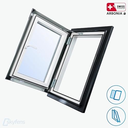 AFG Schweiz Skylight Kunststoff Dachfenster Premium Loft Warmdach 45 x 73 mit Eindeckrahmen Schwingfenster Dachflächenfenster von SKY LIGHT