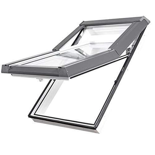 Kunststoff Dachfenster 114x140 cm - Günstig! Blitzversand! - Hoch-Schwingfenster SKYLIGHT PVC mit 2-fach Verglasung und Eindeckrahmen für Ziegel !! von Skylight Premium