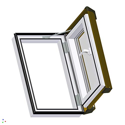 AFG - Skylight Ausstiegsfenster PVC für Warmdach Anschlag Rechts oder Links 55 x 78 mit Eindeckrahmen für Dachziegel Außenfarbe Dunkelbraun ! Dachausstieg Ausstieg von BTW