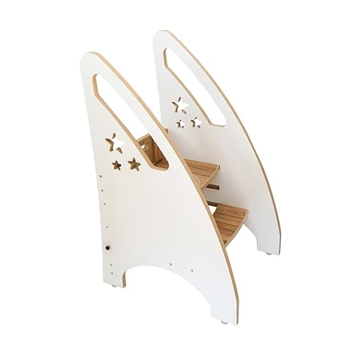 Skyline 3-in-1 wachsender Tritthocker Kleinkind Turm Helfer, Holz Kleinkind Stehhocker für Badezimmer oder Küche, Anti-Rutsch-Füße, Handläufe bis zu 100 kg mit Tafel (Weiß-Holzimitat) von Skyline