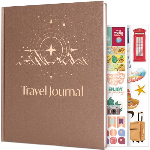 Skyline Travel Journal – Traveling Diary & Photo Journal – Vacation Essentials for Family, Men & Women – Bucket List Notebook (Gold Terracotta Compass) von Skyline