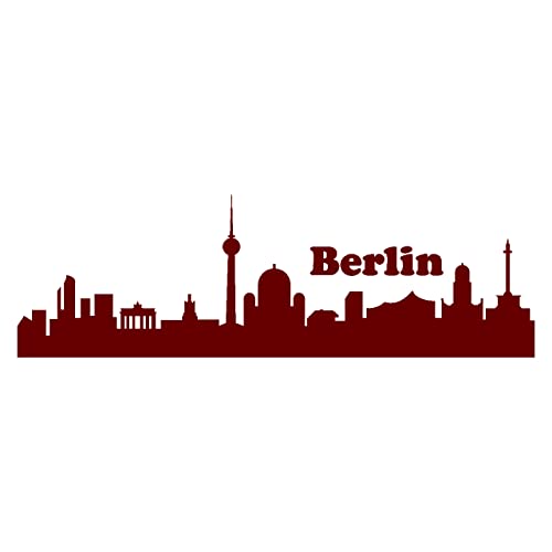 Skyline4u Aufkleber Berlin Skyline mehrere Größen in 8 Größen und 25 Farben (30x9,5cm Burgundy) von Skyline4u