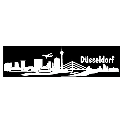 Skyline4u Aufkleber Düsseldorf mit Sehenswürdigkeiten in 8 Größen und 25 Farben (15x3,8cm weiß) von Skyline4u