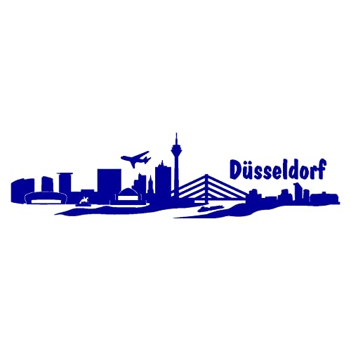 Skyline4u Aufkleber Düsseldorf mit Sehenswürdigkeiten in 8 Größen und 25 Farben (20x5,1cm brillantblau) von Skyline4u