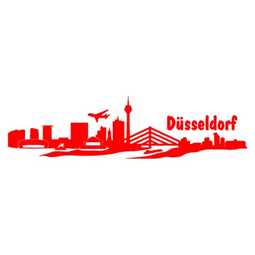 Skyline4u Aufkleber Düsseldorf mit Sehenswürdigkeiten in 8 Größen und 25 Farben (20x5,1cm hellrot) von Skyline4u