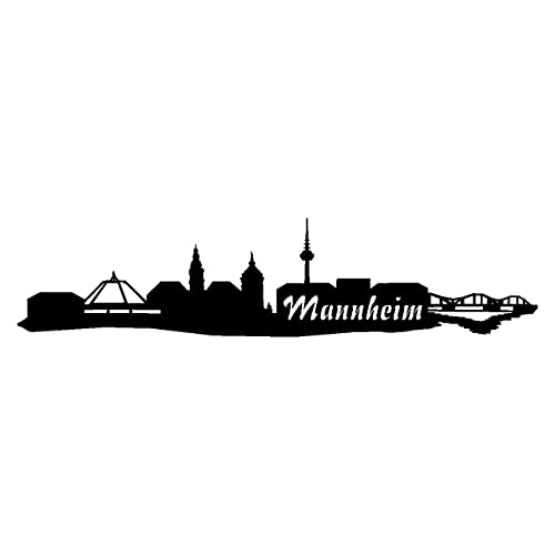 Skyline4u Aufkleber Mannheim Skyline mehrere Größen in 8 Größen und 25 Farben (80x18,3cm schwarz) von Skyline4u