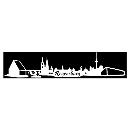 Skyline4u Aufkleber Regensburg mit Sehenswürdigkeiten in 8 Größen und 25 Farben (20x4,1cm weiß) von Skyline4u