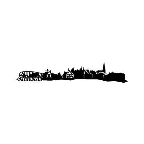 Skyline4u Aufkleber Schwerin mit Sehenswürdigkeiten in 4 Größen und 25 Farben (50x9,7cm schwarz) von Skyline4u