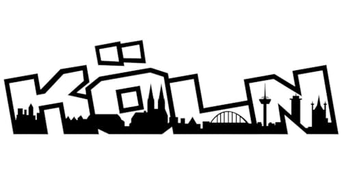 Skyline4u Autoaufkleber Köln Aufkleber Schriftzug Skyline in 8 Größen und 25 Farben (15x4,2cm weiß) von Skyline4u
