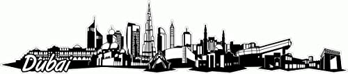 Skyline4u Dubai Skyline Aufkleber Sticker Autoaufkleber City Gedruckt in 7 Größen (15x3,2cm schwarz) von Skyline4u