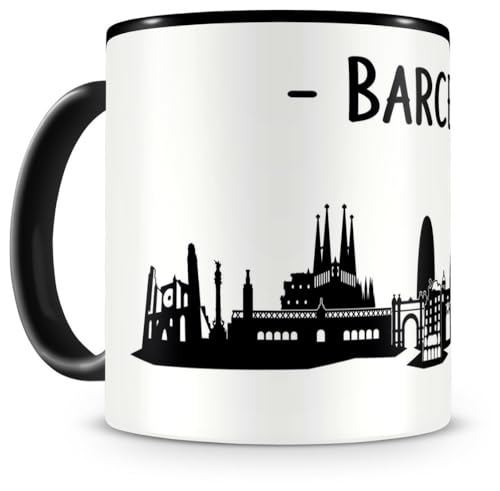 skyline4u Geschenk Barcelona Tasse für Kaffee oder Tee H:95mm/D:82mm schwarz von skyline4u