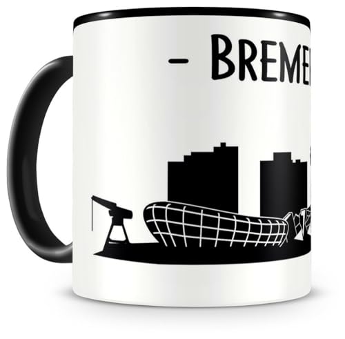skyline4u Geschenk Bremerhaven Tasse für Kaffee oder Tee H:95mm/D:82mm schwarz von skyline4u