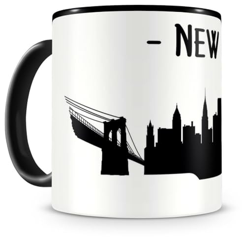 skyline4u Geschenk New York Tasse für Kaffee oder Tee H:95mm/D:82mm schwarz von skyline4u