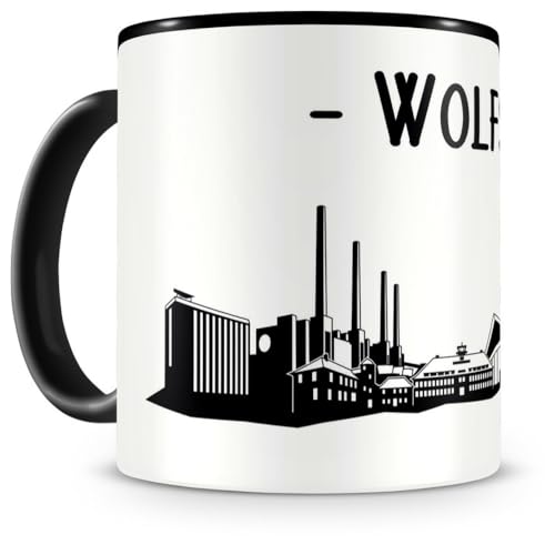 skyline4u Geschenk Wolfsburg Tasse für Kaffee oder Tee H:95mm/D:82mm schwarz von skyline4u