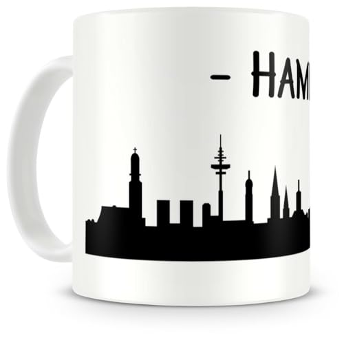 skyline4u Hamburg Skyline Tasse Hansestadt Kaffeetasse Teetasse H:95mm/D:82mm weiß von skyline4u