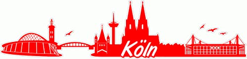 Skyline4u Köln Skyline Aufkleber Sticker Autoaufkleber City Gedruckt in 7 Größen (100x24cm hellrot) von Skyline4u