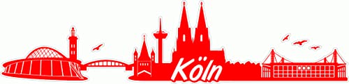 Skyline4u Köln Skyline Aufkleber Sticker Autoaufkleber City Gedruckt in 7 Größen (20x4,8cm hellrot) von Skyline4u