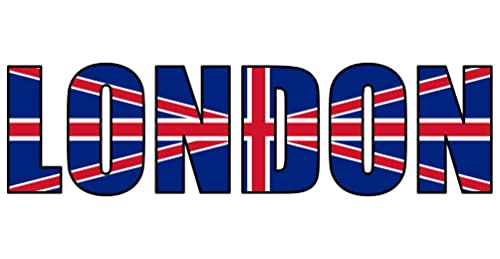 Skyline4u London Schriftzug Aufkleber Autoaufkleber Union Jack in 4 Größen (10x2,9cm) von Skyline4u
