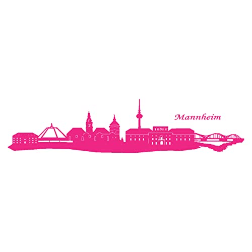 Skyline4u Mannheim Wandtattoo Skyline Wandtattoo in 6 Größen und 19 Farben (50x11,4cm pink) von Skyline4u