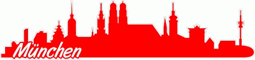 Skyline4u München Skyline Aufkleber Sticker Autoaufkleber City Gedruckt in 7 Größen (100x23cm hellrot) von Skyline4u