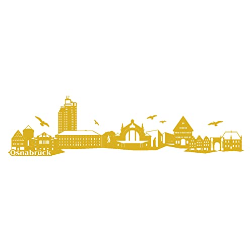 Skyline4u Osnabrück Wandtattoo Skyline Wandtattoo in 6 Größen und 25 Farben (100x25cm Gold) von Skyline4u