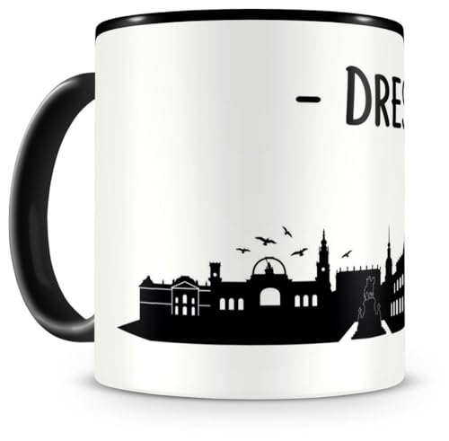 skyline4u Tasse mit Dresden Skyline für Kaffee oder Tee H:95mm/D:82mm schwarz von skyline4u