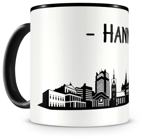 skyline4u Tasse mit Hannover Skyline für Kaffee oder Tee H:95mm/D:82mm schwarz von skyline4u