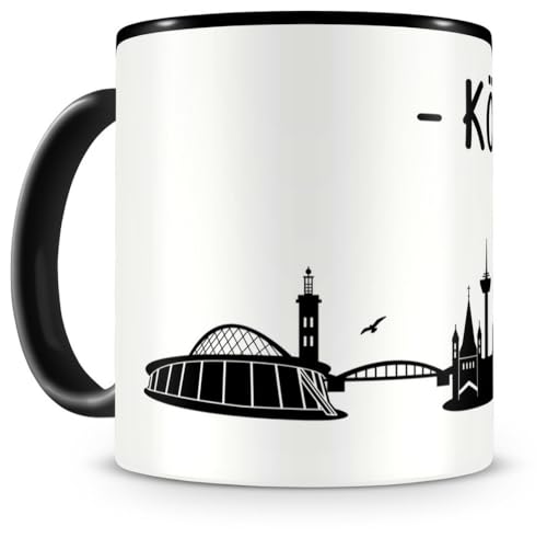 skyline4u Tasse mit Köln Skyline für Kaffee oder Tee H:95mm/D:82mm schwarz von skyline4u