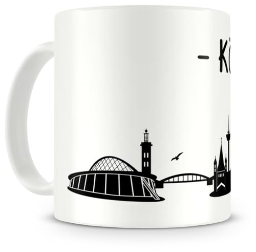 skyline4u Tasse mit Köln Skyline für Kaffee oder Tee H:95mm/D:82mm weiß von skyline4u
