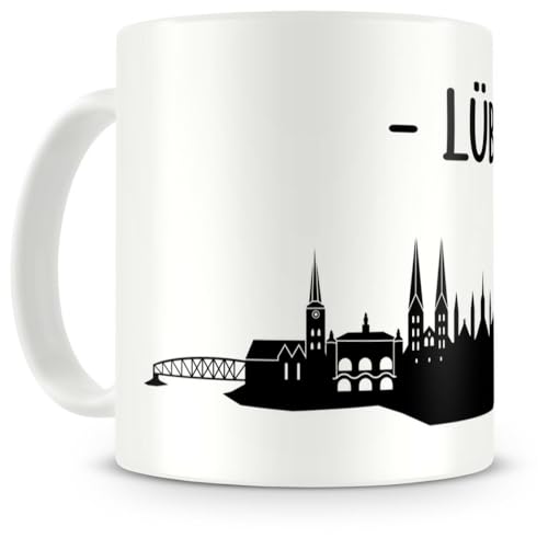 skyline4u Tasse mit Lübeck Skyline für Kaffee oder Tee H:95mm/D:82mm weiß von skyline4u