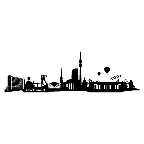 Skyline4u Wandtattoo Dortmund Skyline mehrere Größen in 6 Größen und 19 Farben (50x15cm schwarz) von Skyline4u