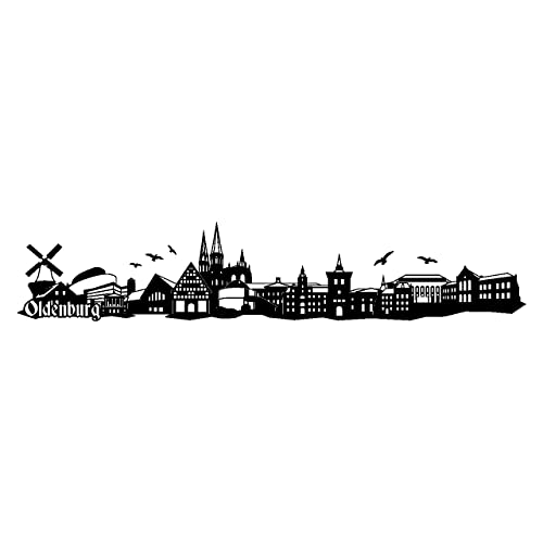 Skyline4u Wandtattoo Oldenburg mit Sehenswürdigkeiten in 6 Größen und 19 Farben (120x23cm schwarz) von Skyline4u